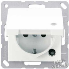ABAS520KLKO SCHUKO-розетка с откидной крышкой и индикацией напряжения; слоновая кость