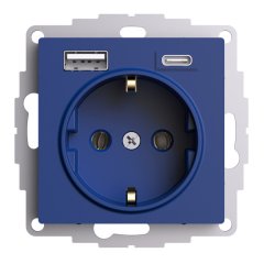 ATN001132 - AtlasDesign РОЗЕТКА 16А c 2 USB A+C, 5В/2,4А/3,0А, 2х5В/1,5А, механизм, АКВАМАРИН