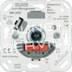 266GDE Диммер роторный, нажимной, для ламп накаливания 60-600W