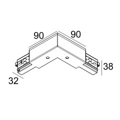 Трек для светильников TRACK 3F DIM CORNER 90° OUT B