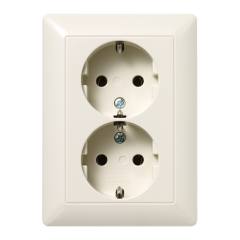 AS5022U Штепсельная розетка SCHUKO 16A 250V  сдвоенная; слоновая кость