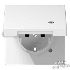 LS520KLKOSW Штепсельная розетка SCHUKO 16A, 250V  с откидной крышкой на возвратной пружине и индикацией напряжен