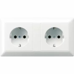 AS522WW Штепсельная розетка SCHUKO 16A 250V  сдвоенная, полная плата; белая