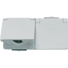 622WW Штепсельная розетка SCHUKO для накладного монтажа двойная, с полем для надписи IP44