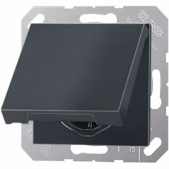 Накладка розетки с защитой от детей и крышкой; антрацит, A1520KIKLPLANM