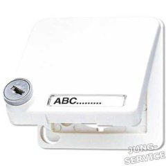 CD590BFSLNAKL Крышка ударопрочная откидная для штекерных розеток с полем для надписи и замком; слоновая кость