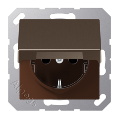 Штепсельная розетка SCHUKO 16A 250V~ с защитой от детей; с крышкой; термопласт; мокка, A1520BFKIKLMO
