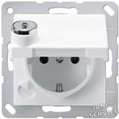 AS520BFSLKL Штепсельная розетка SCHUKO 16A 250V  с крышкой и замочным механизмом; слоновая кость