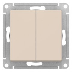 ATLASDESIGN 2-клавишный ПЕРЕКЛЮЧАТЕЛЬ, перекрестный, 2 x сх. 7, 10АХ, механизм, БЕЖЕВЫЙ, ATN000273