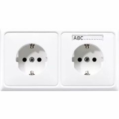CD522NABFWW Штепсельная розетка SCHUKO 16A 250V  сдвоенная, с полем для надписи; термопласт; белая