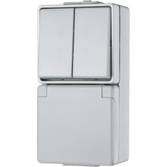 675W Штепсельная розетка SCHUKO для накладного монтажа с сдвоенным выключателем IP44