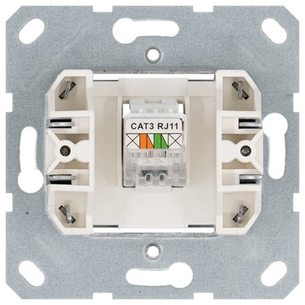 Телефонная розетка RJ11 с накладкой, цвет Антрацит, G6101B, JASMART