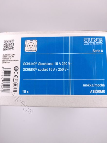 A1520MO Штепсельная розетка SCHUKO 16A 250V  мокка