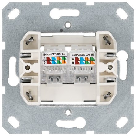 Интернет-розетка RJ45 двойная с накладкой, цвет Мокко, G6106Z, JASMART