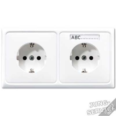CD522NABF Штепсельная розетка SCHUKO 16A 250V  сдвоенная, с полем для надписи; термопласт; слоновая кость