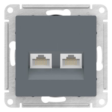 ATN000785 - AtlasDesign РОЗЕТКА двойная компьютерная RJ45+RJ45, категория 5E, механизм, ГРИФЕЛЬ