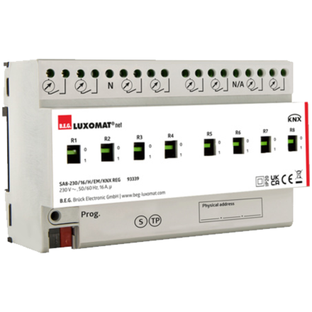 SA8-230 / 16 / H / EM / KNX REG, релейный модуль 8-канальный, 16А на канал, с функцией измерения тока и мощности, B.E.G.