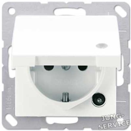 ABAS520KLKO SCHUKO-розетка с откидной крышкой и индикацией напряжения; слоновая кость