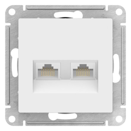 ATN000185 - AtlasDesign РОЗЕТКА двойная компьютерная RJ45+RJ45, категория 5E, механизм, БЕЛЫЙ