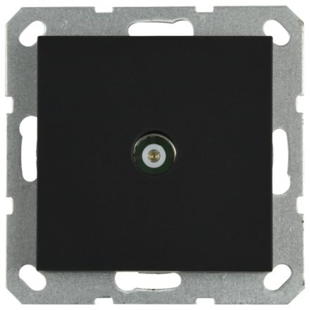 Розетка TV Φ9.5mm проходная с накладкой  черный матовый (soft touch)