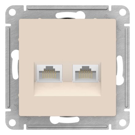 ATN000285 - AtlasDesign РОЗЕТКА двойная компьютерная RJ45+RJ45, категория 5E, механизм, БЕЖЕВЫЙ