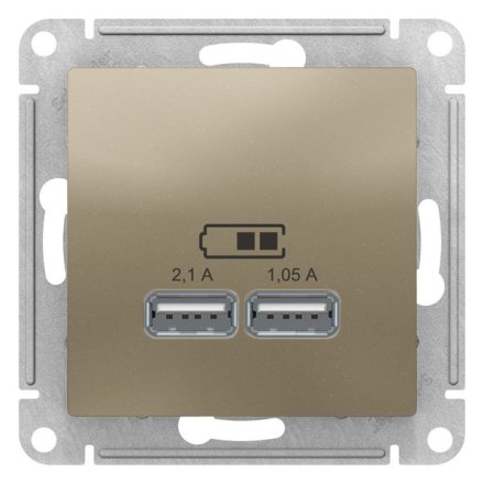 ATN000533 - AtlasDesign USB РОЗЕТКА, 5В, 1 порт x 2,1 А, 2 порта х 1,05 А, механизм, ШАМПАНЬ