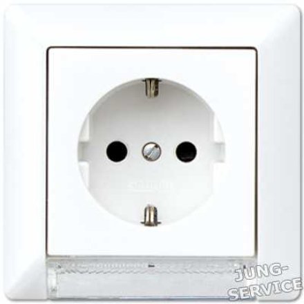 AS520-OBFLEDW Штепсельная розетка SCHUKO 16A 250V  с LED подцветкой; слоновая кость