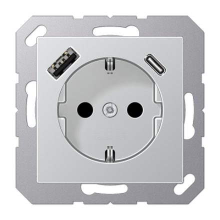 Розетка 2К+З 16А 250В~, с разъемом USB Typ AC, Jung A1520-15CAAL