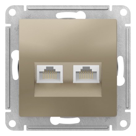 ATN000585 - AtlasDesign РОЗЕТКА двойная компьютерная RJ45+RJ45, категория 5E, механизм, ШАМПАНЬ