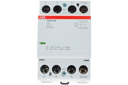 ABB Контактор ESB40-40N-06 модульный (40А АС-1, 4НО), катушка 230В AC/DC