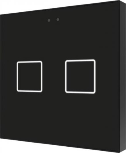 Выключатель сенсорный KNX Flat F2, 2-кнопочный, в уст. коробку, цвет черный