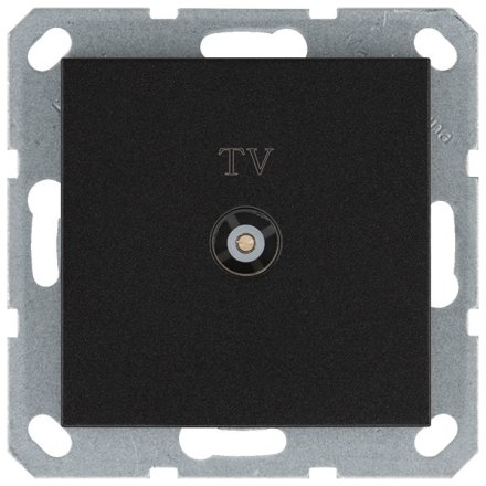 Розетка TV Ф9.5mm проходная с накладкой, цвет Антрацит, G6002B, JASMART