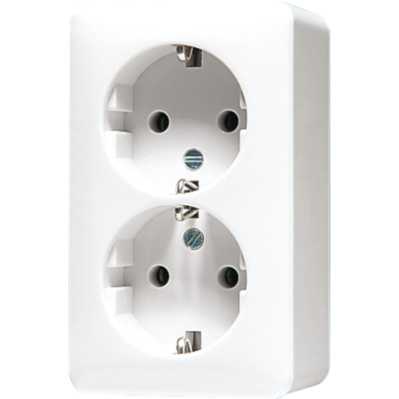 6020KIAWW Штепсельная розетка SCHUKO для накладного монтажа, 16A 250V   сдвоенная; белая