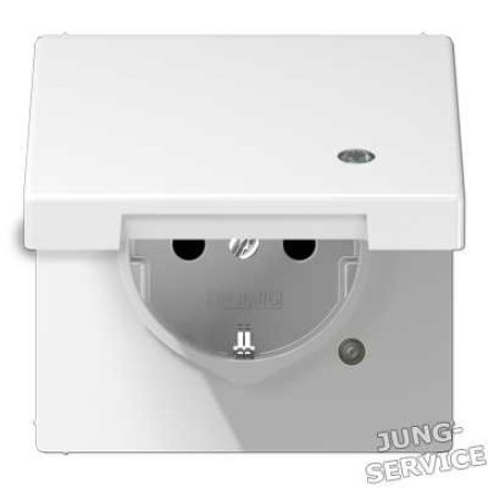 LS520KLKOSW Штепсельная розетка SCHUKO 16A, 250V  с откидной крышкой на возвратной пружине и индикацией напряжен