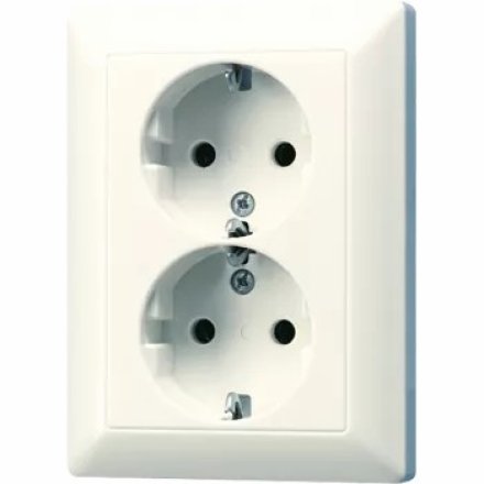 AS5022KIU Штепсельная розетка SCHUKO 16A 250V  сдвоенная с защитой от детей; слоновая кость
