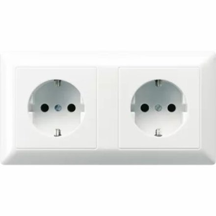 AS522WW Штепсельная розетка SCHUKO 16A 250V  сдвоенная, полная плата; белая