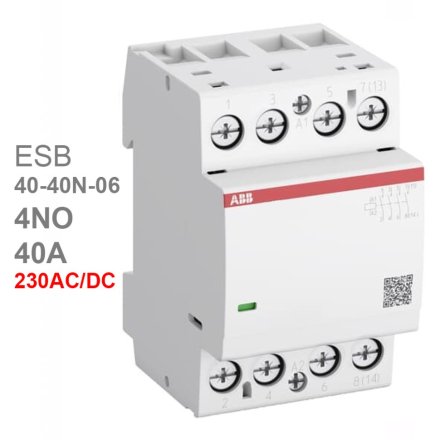 ABB Контактор ESB40-40N-06 модульный (40А АС-1, 4НО), катушка 230В AC/DC