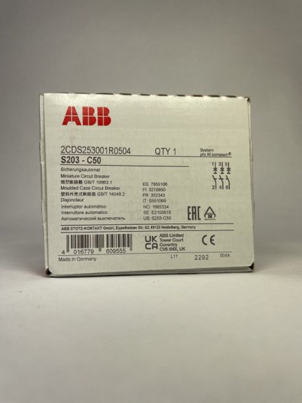 Автомат ABB S203 C50 50A (C) 6kA