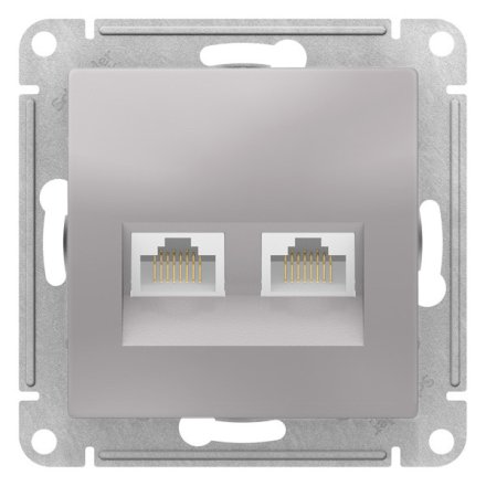 ATN000385 - AtlasDesign РОЗЕТКА двойная компьютерная RJ45+RJ45, категория 5E, механизм, АЛЮМИНИЙ