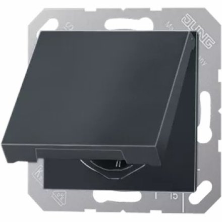 Накладка розетки с защитой от детей и крышкой; антрацит, A1520KIKLPLANM