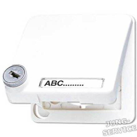 CD590BFSLNAKL Крышка ударопрочная откидная для штекерных розеток с полем для надписи и замком; слоновая кость