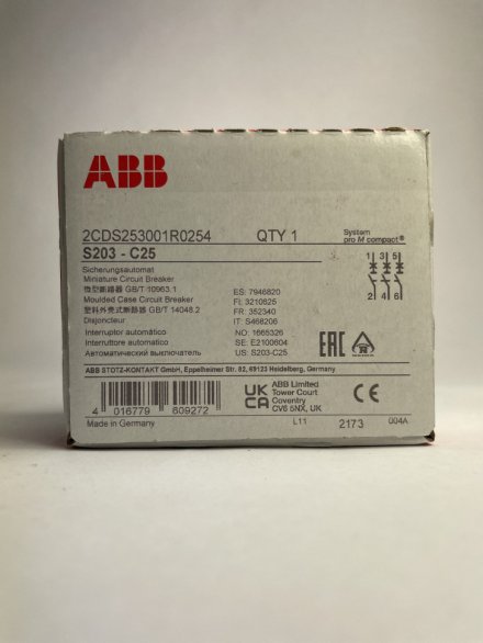 Автомат ABB S203 C25 25A (C) 6kA