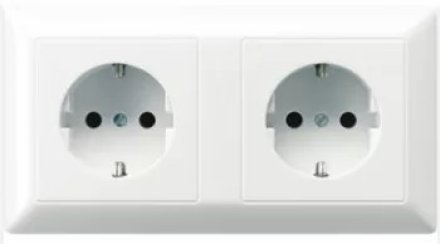 AS522BF Штепсельная розетка SCHUKO 16A 250V  сдвоенная, полная плата; слоновая кость