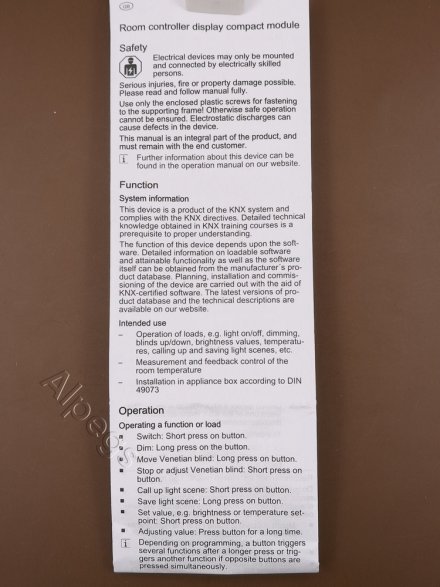 KNX компактный комнатный контроллер, 2 группы, LS5192KRMTSD
