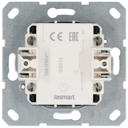 Звонковый механизм 10A 250V~ с накладкой, цвет Алюминий, G3010S, JASMART