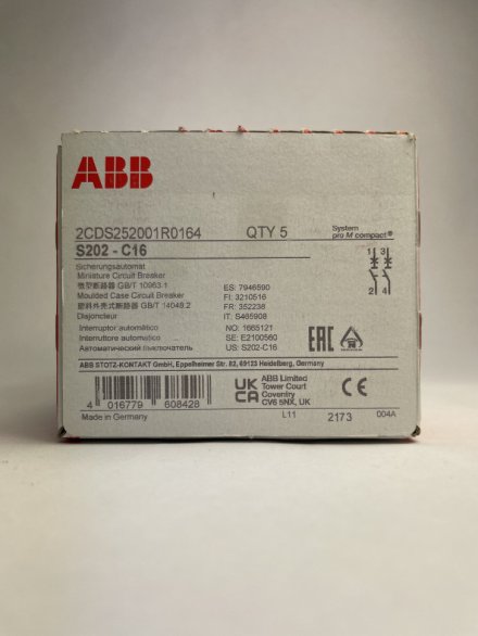 Автомат ABB S202 C16 16A (C) 6kA