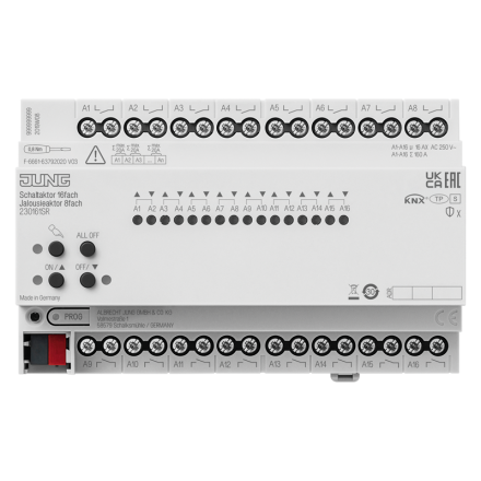 KNX актуатор коммутирующий, 16 группKNX актуатор жалюзи, 8 групп