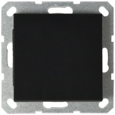 Выключатель одноклавишный перекрестный 10A 250V~ с накладкой черный матовый (soft touch)