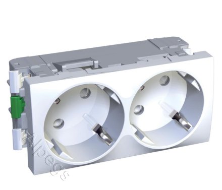 Розетка двойная 2P+E со шторками (белый)