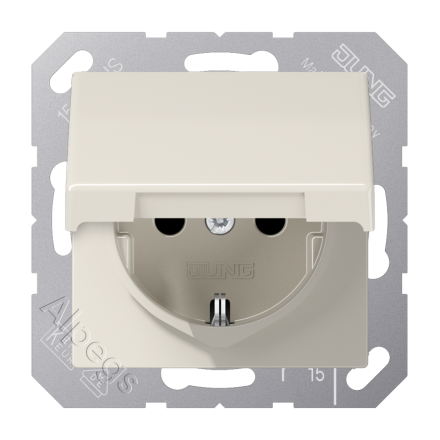 AS1520KL Штепсельная розетка SCHUKO 16A 250V  с откидной крышкой; слоновая кость